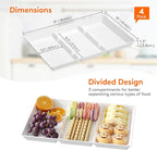 Lifewit Serving Tray Divided for Party Supplies, 4 PCS 15" x 10" Plastic Platters for Serving Food, White Reusable Tray for Veggie, Snack, Fruit, Cookies, Desserts in Kitchen/Pantry