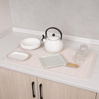 MicoYang Silicone Dish Drying Mat for Multiple Usage,Easy clean,Eco-friendly,Heat-resistant Silicone Mat for Kitchen Counter or Sink,Refrigerator or Drawer Liner Tapioca 4XL 32 inches x 18 inches