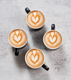 YHOSSEUN Porcelain Stackable Coffee Mugs Set With Rack, Espresso Cups with Stand Stir Spoons, 11 Oz Coffee Cups Demitasse Cup for Latte, Macchiato, Cafe Mocha Set of 4, Black