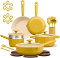CAROTE 21pcs Cookware Set Nonstick Pots and Pans Set, Ceramic Cookware Set Induction Cookware, Non toxic Healthy Non Stick Kitchen Cooking Set, PFAS PTFE Free
