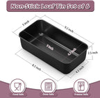 P&P CHEF Loaf Pan Set, 9 x 5 Inch Bread Pans, Stainless Steel Loaf Toast Baking Pans For Bread Meatloaf Lasagna Cake, Healthy & Non Toxic, Oven Safe& Easy Clean, (Black, 6Pcs)
