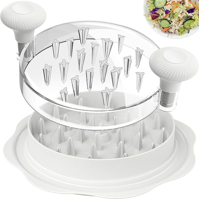 10" Pro Chicken Shredder Tool Twist Large for Kitchen, BPA-Free Food-Safe Meat Grinder, Visible Chicken Breast Meat Shredder with Strong Anti-Slip Bottom & Ergonomic Handle, White