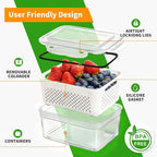 PRAKI 5-Pack Large Fruit Storage Containers for Fridge with Removable Colander, 2 in 1 Produce Storage Containers, BPA-Free Fridge Organizers and Storage Keep Fruits, Vegetables, Berry Fresh Longer