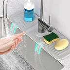17.7'' Faucet Mat for Kitchen Sink [5°Slope Fast Self-draining] Kitchen Sink Splash Guard Silicone Sink Faucet Mat Splash Guard Kitchen Sink Area Tidy Splash Faucet Guard Draining Mat-Light Gray
