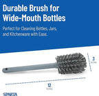 SPARTA 12 Inch Bottle Brush with Polyester Bristles and Plastic Handle, Color Coded, Large Round Head Cleaner for Bottles Jars and Food Service Equipment, Gray