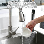 Ceramic Sponge Holder for Kitchen Sink - Dishwasher Safe Porcelain Dish Sponge Caddy Minimalist Vertical Stripes, Scrub Daddy Drying Rack for Countertop, Bathroom, Kitchen Sink Organizer, White