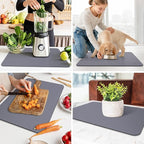 WISELIFE Dish Drying Mat Super Absorbent Drying Mat Large Dish Drying Mats for Kitchen Counter Easy Clean Dish Mat Kitchen Drying Mat16"x 24" Classic Grey
