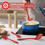 Onader Silicone Cooking Utensils Set, Red Kitchen Utensils 6 Pcs Set, Heat Resistant Kitchen Tool Kit, Nonstick Cookware Friendly & Non Toxic