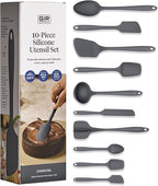 GIR: Get It Right 10-Piece Silicone Essentials Kitchen utensils set - Ladle, Spatula, Flip, Spoon & Spoonula - Non toxic cooking utensils for Nonstick Cookware, Cooking and Baking - Charcoal