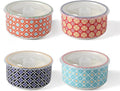 Metahom Ceramic Bowl Set with Lids, Serving Bowls with lids, 5 Inch Prep Bowls for Kitchen, Lunch, Picnic, Microwave & Dishwasher Safe, 20 Oz Set of 4