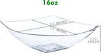PLASTICPRO Disposable Square Serving Bowls, Party Snack or Salad Bowl, Plastic Clear or White Pack of 4 (16 OUNCE, Clear)