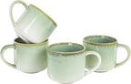 12 oz Ceramic Coffee Mugs Set of 4, Large Coffee Cups with Handles for Coffee, Tea, Cappuccino, Latte, Cocoa, Cereal, Mug Set Gift for Wedding, Microwave and Dishwasher Safe(Reactive Glaze Green)