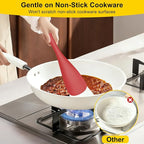 Beijiyi 3 Pack Silicone Cooking Spoons, 12.6 In Multifunction Spatula Spoon for Nonstick Cookware, BPA-Free Kitchen Utensils, Great for Cooking, Serving, Mixing, Multicolor (Black/Grey/Red)