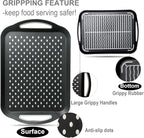 ECOIOU Larger Nonslip Food Serving Tray, 17.9'' x 12'' Grippy Handles Surface Bottom Design, Perfect Trays for Eating, Lap, TV, Couch, Black, Set of 2