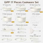 GiPP Ceramic Pots and Pans Set Non Stick, Nonstick Detachable Handle Cookware Sets, Healthy Non Toxic PFAS PFOA & PTFE Free, Dishwasher ＆Oven Safe, Induction Kitchen Pot and Pan