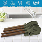 Zulay Kitchen Silicone Utensil Rest with Drip Pad for Multiple Utensils - BPA-Free, Heat-Resistant Spoon Rest & Spoon Holder for Stove Top - Kitchen Utensil Holder for Ladles & Tongs - Olive Green