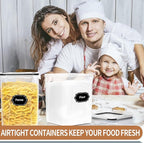 PRAKI Large Airtight Food Storage Containers 5.2L / 195oz, 4pcs Pantry Kitchen Organizers and Storage for Flour, Sugar, Baking Supplies, BPA Free, Plastic Flour Containers with 20 Labels & Maker