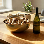 Creative Co-Op Round Hammered Metal Bowl, Gold Finish, 14"