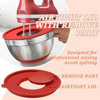 Umite Chef Mixing Bowls with Airtight Lids Set, 8PCS Stainless Steel Nesting Bowls Set, 3 Grater Attachments & Non-Slip Bottoms, Size 5, 4, 3.5, 2, 1.5QT for Baking & Mixing(Colorful)