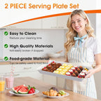 10-Pack Serving Tray, Serving Platter for Parties, Entertaining, Camping & Food Display, Reusable & Stackable Plastic Trays in Kitchen, Rectangular Food Platters for Cookie, Appetizer(White)