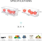 MineSign 4Pack Stackable Fridge Drawers Pull-out Storage Bins with Handle Clear Food Container for Refrigerator Plastic Dresser Organizer Fruit&Veggie Keeper for Freezer Cabinet Kitchen Organization