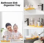 MicoYang Silicone Bathroom Soap Dishes with Drain Spout-Bathroom and Kitchen Sink Organizer,Sponge Holder,Dish Soap Tray,Perfect for Dispenser,Scrubber,Bottle,Cup on Sink or Counter-Yellow 12"×4"