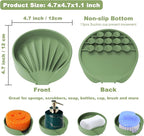 Sponge Holder for Scrub Daddy with Suction Cups and Drain Spout Kitchen Sink Caddy Organizer, Soap Dishes Holder Accessories Rack, Dishwasher Safe - 4.7"x4.7", Green