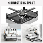 Ewaiira Dish Drying Rack, 2 Tier Large Dish Rack, Stainless Steel Dish Drainer for Kitchen Counter, Dishes Rack with Automatic Drainage, Utensil Holder,Cups Holder,Space Saving Kitchen Organizer,Black