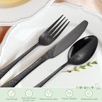 40-Piece Unique Silverware Set,OIULO Embossed Pattern Flatware Set for 8,Stainless Steel Silverware Flatware Cutlery Set,Vintage Fine Utensils Include Knife/Fork/Spoon,Mirror Finished,Dishwasher Safe