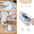 Soap Dispensing Replacement Dish Brush Storage Set with 2 PCS Brush Refills & Holder - RIMAY Dispenser Scrub Cleaning Scrubber Kitchen Dishwashing Dish Wand Handle for Dishes/Pans/Pots/Sink(Pink)