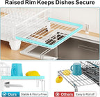 GSlife Expandable Dish Drying Rack for Kitchen Counter, Large Capacity 2-in-1 Rust Resistant Dish Drainer with Swivel Spout and Pull Out Over Sink Extension, 16.7" W x 12.6"-22.4" L, White