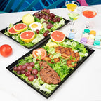 Supernal 12 Pack Black Plastic Serving Trays, 15"x10" PlasticTrays, Plastic Fast Food Tray, Heavy Duty Platters, Disposable Serving Party Platters Black，Party Serving Trays