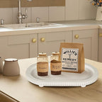 Urban Deco Oval Wooden Decorative Tray Set of 2, Farmhouse Vintage Decorative Tray Stand for Coffee Table, White Serving Tray for Living Room Kitchen Home Decor - 2 Pack