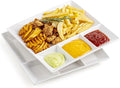 LAUCHUH Chip & Dip Serving Set, 11 inch Porcelain Divided Serving Platter Large Relish Tray Appetizer Tray for St. Patrick's Day Party, Nuts, Candy, Veggies, Candy and Snacks, White