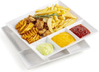 LAUCHUH Chip & Dip Serving Set, 11 inch Porcelain Divided Serving Platter Large Relish Tray Appetizer Tray for St. Patrick's Day Party, Nuts, Candy, Veggies, Candy and Snacks, White