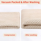 Homaxy 100% Cotton Waffle Weave Kitchen Dish Towels, Ultra Soft Absorbent Quick Drying Cleaning Towel, 13 x 28 Inches, 12-Pack, Beige