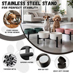 Raised Ceramic Dog Bowl Set - Elevated Double Dishes with Stainless Steel Stand - Food and Water Bowls for Small to Medium Dogs - Each Holds 3.5 Cups (29.57 fl oz) - Pink