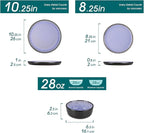 vancasso Plates and Bowls Sets, 24 Pieces Stoneware Dinnerware Sets for 8, Kitchen Dish Set Mircowave and Dishwasher Safe Ceramic Dishware, Purple, Series AMBER