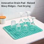 ZLR Silicone Dish Drying Mat & Heat Resistant Trivet (12" x 16") - Waterproof Counter Protector for Air Fryer, Coffee Maker - Non-Slip, BPA Free Kitchen Pad, Easy Clean Dishwasher Safe (Mint Green)