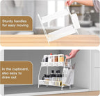 LEMIKKLE Countertop organizer for bathroom counter, bathroom organizers and storage, spice rack organizer for kitchen counter shelf with small basket(White)