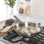 Oster Beauford 10-Inch Stainless Steel Frying Pan – Induction, Oven & Dishwasher Safe Skillet, Soft-Touch Gray Handle, 5-Ply Encapsulated Bottom