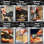 43 Pcs AIKKIL Kitchen Utensils Set, Heat Resistant Silicone Cooking Kitchen Utensils Set with Holder, Spoon, Spatula, Kitchen Gadgets Tools Set For Nonstick Cookware, Dishwasher(BPA Free, Black)