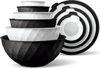 COOK WITH COLOR Mixing Bowls with Lids - 12 Piece Plastic Nesting Bowls Set includes 6 Prep Bowls and 6 Lids, Microwave Safe Mixing Bowl Set, Black and White Diamond