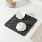 MicoYang Silicone Dish Drying Mat for Multiple Usage,Easy clean,Eco-friendly,Heat-resistant Silicone Mat for Kitchen Counter or Sink,Refrigerator or Drawer liner Black M 12 inches x 12 inches