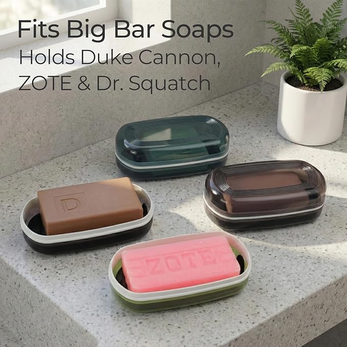 AIMAIAIMAI Shampoo Bar Holder Travel Case for Two Bars – Compatible with Kitsch Solid Shampoo & Conditioner Bars, Large Soap Container for Bathroom or Travel (Blue Style A-Large)
