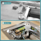 StorageRight 4-in-1 Sponge Holder for Kitchen Sink, Sink Caddy Organizers and Storage with Adhesive Hook & Suction Cups, Rustproof Kitchen Sink Organizer for Home Decor - Black