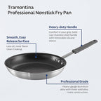 Tramontina Professional 12-Inch Non Stick Large Frying Pan, Heavy-Gauge Aluminum Skillet with Reinforced Nonstick Coating, Gray Handle, Dishwasher and Oven Safe