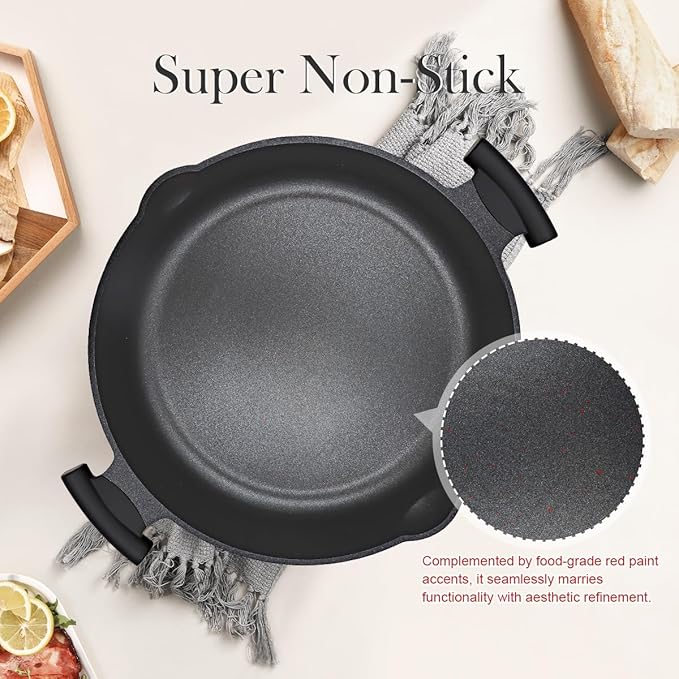 14-Inch Large Deep Frying Pan Skillet with Lid, 5-Quart Non stick Saute Pan, 2-In-1 Nonstick Sauté Pan Everyday Pan with Lid, Compatible with All Stoves, PTFE & PFAS-Free