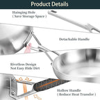 Tri - Ply Stainless Steel Frying Pan Set 8" 10" Skillets with Tempered Glass Lids Durable, Ideal for Eggs, Induction Compatible up to 600°F