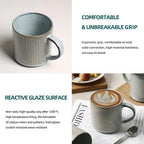 MONITO Coffee Mugs Set of 6, 16 oz Mugs Set, Ceramic Coffee Cups with Large Handles, Suitable for Lattes, Hot tea, Cappuccinos, Mochas and Cocoa, Smoky Blue